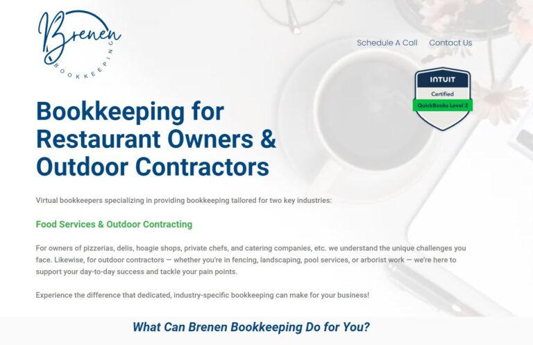 Brenen Bookkeeping Portfolio Screenshot