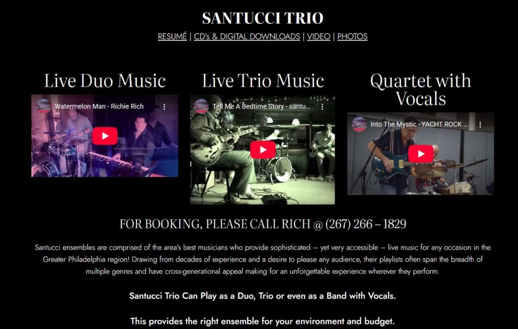 Santucci Trio - Website Screenshot 01
